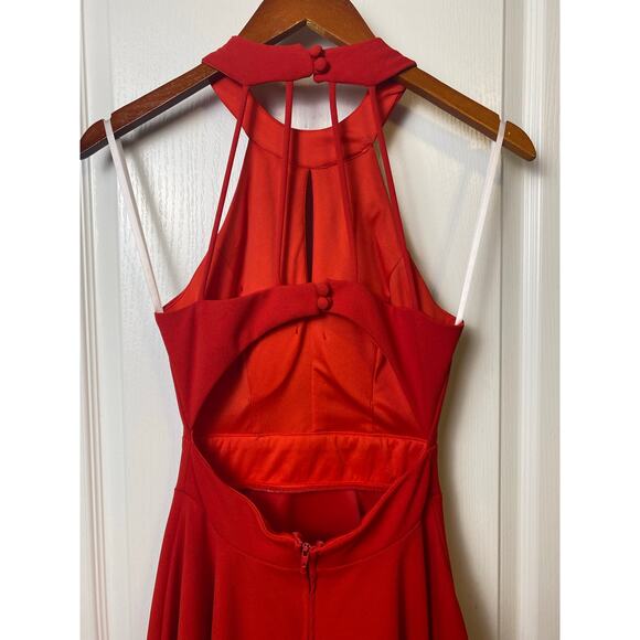B. Darlin Juniors Red Keyhole Halter Front Open Back Party Dress Size 1/2 - Picture 5 of 9